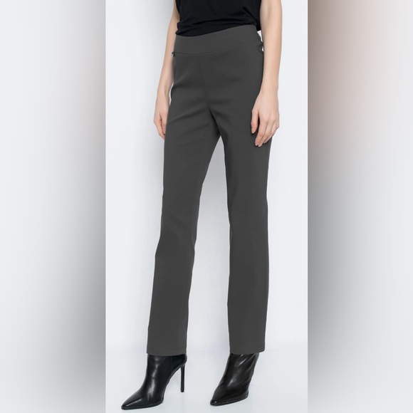 Piccadilly Pull-On Straight Leg Pants in Heather Charcoal Size 8 EUC - Picture 1 of 10
